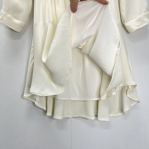 Karina Grimaldi Jack Solid Mini Dress Ivory White Long Sleeve Keyhole Size M - Picture 9 of 15
